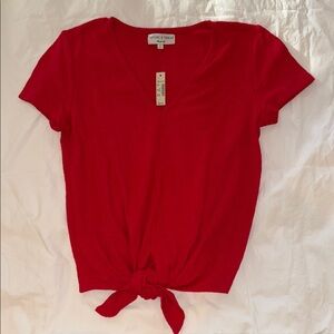 Madewell Red Tie-Front Short Sleeve Tee